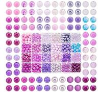 PH PandaHall 600pz Perline di Vetro Viola 8mm 24 Stili Perline Dipinte Trasparenti Perline Rotonde Sfuse Perline Artigianali per Braccialetti Dell'Amicizia, Orecchino di Collane Che Fa L'Ornamento