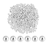 PH PandaHall 600pz Perline Placcate In Argento Sterling 925, 3mm Perline Rotonde Lisce di Continuità Perlina Distanziali In Ottone Perlina Vita per La Creazione di Gioielli Bracciale