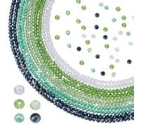 PH PandaHall 630pz Perline di Vetro Sfaccettato Verde 8mm Perline di Vetro di Cristallo Rotonde 5 Colori Perlina Sciolte Verdi Distanziatori per Estate Bracciali Campanelli Eolici Acchiappasole
