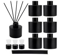 PH PandaHall 6pz 120ml Flaconi per Diffusore in Vetro Barattoli Diffusore Nero Opaco Ricaricabili Barattoli Rotondi per Profumo con Bastoncini per Oli Essenziali