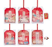 PH PandaHall 6pz Amuleto Omamori Giapponesi Portafortuna, Ornamento Da Appendere Alla Porta Della Fortuna, Portafortuna Cinese Rosso con Pietra Portafortuna Sutra Books Regalo per Natale