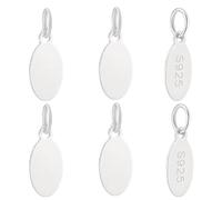 PH PandaHall 6pz Ciondoli Ovali Vuoti Ciondoli Piatti Argento 925, Charms in Metallo con Etichetta Ciondoli Targhetta con Anelli di Salto per Collane Bracciali Orecchini Fai Da Te