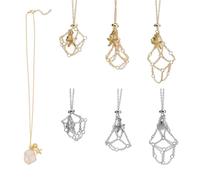 PH PandaHall 6pz Collana con Porta Cristalli e Ciondoli A Conchiglia Stella Marina 3 Misure Gabbia per Pietre Preziose In Ottone Porta Pietre Vuoto Regolabile Collana Gioielli Fai Da Te, Platino/Oro