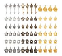 PH PandaHall 72pz Ciondoli a Forma di Corona 18 Stili Ciondoli Corone 3D Tibetane, Pendente a Forma di Corone Re e Regina per Gioielli Fabbricazione Bracciale Collana Fai Da Te