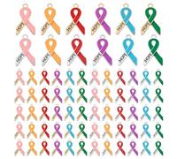 PH PandaHall 72pz Ciondoli per La Consapevolezza Del Cancro Al Seno, 12 Colori Ciondolo a Nastro con La Parola HOPE e La Consapevolezza Del Nastro per La Creazione di Gioielli Collana