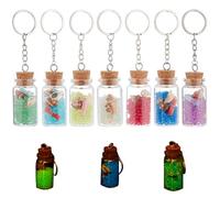PH PandaHall 7pz Portachiavi In Vetro Dei Desideri, Bottiglie Piccole con Tappo In Sughero Da 13 ml con Perline Luminose Portachiavi Mini Bottiglie Dei Desideri In Vetro con Tappo In Sughero