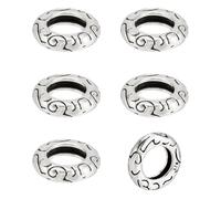 PH PandaHall 8 mm Perline in Argento Sterling 925, 6 perline distanziali a foro grande perline rondelle piatte stile tibetano perla europea con 1 panno di lucidatura per gioielli bracciali collane