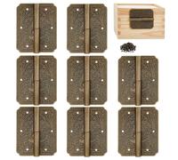 PH PandaHall 8 Sets Cerniere in Ottone Anticato Cerniere per Scatole di Legno, 6x5cm Cernieres Rettangolari per Il Restauro di Scatole Portagioie in Legno Mobili Porte Armadi