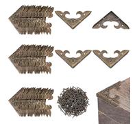 PH PandaHall 80 protezioni angolari vintage decorative in metallo, protezioni triangolari per mobili, staffe in metallo con viti per scatole di legno, gioielli, tavoli, decorazioni per la casa, bronzo
