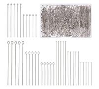 PH PandaHall 800 pz 3 Stili Perni Aperti Perni Piatte Perni A Sfera 30mm 40mm 50mm Perni Artigianali Lunghi In Acciaio Inossidabile per Orecchino Collana, Colore Acciaio Inossidabile
