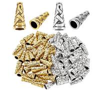 PH PandaHall 80pz 2 Colori Tibetano Stile Perline Tappi Terminali in Metallo Cono Perline Tappi Perline per Creazione di Gioielli Fai Da Te Artigianato Treccia per Capelli Argento e Oro 18mm