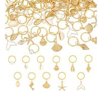 PH PandaHall 80pz Gioielli per Capelli Dorati per Trecce Ciondoli per Capelli a Forma di Conchiglia 19mm -38mm per Decorazioni per Capello da Donna per Feste e Matrimoni