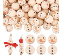 PH PandaHall 80pz Perline di Pupazzo di Neve Perline di Legno Natale, 20mm Perline di Legno Perline con Testa A Sfera con Perline di Pupazzo di Neve con 4mm Foro per Braccialetti Fai Da Te Natale