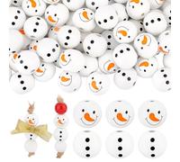 PH PandaHall 80pz Perline di Pupazzo di Neve Perline in Legno Natale, 20mm Perline di Legno Bianche Perline Distanziatrici con 4mm Foro Grande per La Decorazione Natalizia Artigianale