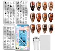 PH PandaHall 84 modelli Sacro Cuore Nail Stamping Piastre 3PCS Sacro Cuore Fiamma Template Retro Eye Nail Image Template Stencil in Acciaio Inox con Strumenti per Stampa Fai Da Te Manicure Salone