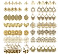 PH PandaHall 84pz Filigrana Charm per Orecchini 14 Stili Filigrana Candeliere Connettore, Antico Dorato Vintage Cerchio Orecchini Charm per Creazione di Gioielli e Collane