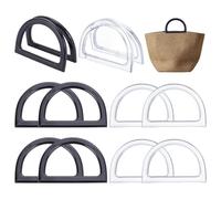PH PandaHall 8pz Manico per Borsa a Forma di D, 2 Colori Manici per Borse in Plastica Manici Decorativi per Borse di Ricambio per Borse all'Uncinetto, Macramè, Paglia, Spiaggia,Tela, Borsette 12x8.5cm