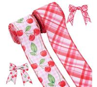 PH PandaHall 9.14m Nastro Ciliegia con Bordo 63mm Nastro in Poliestere Rosso per Lavori Fai Da Te Ghirlande Fiocchi Autunnali Decorazioni per Il Ringraziamento