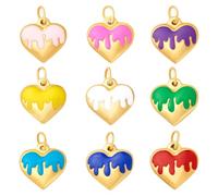 PH PandaHall 9pz Ciondoli a Forma di Cuore Oro 9 Colori Ciondolo Cuore Smaltato, 20mm Ciondolo di 3D Amore per Creazione di Gioielli Collane Bracciali Orecchino Artigianato Fai Da Te