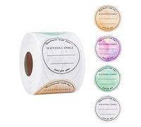 PH PandaHall Adesivi per Etichette di Candele 500PCS, Profumate Impermeabili Da 5cm 4 colori Etichette Autoadesive per Barattoli di Candela Fatti A Mano, Imballaggio di Scatole di Candele
