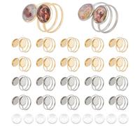 PH PandaHall Basi per Anelli Vuoti 20 pz 18mm Impostazioni per Anelli A Polsino Aperto Regolabili Vassoi per Castoni per Anelli Rotondi Piatti Dorati In Acciaio Inossidabile per Forniture