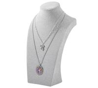 PH PandaHall Busto Espositore Collana in Velluto Grigio Espositore per Gioielli per Collana Legno, 3D Collana a Catena Modello Busto per Gioielli Girocolli Pendenti Catene e Collane, 9.5x17x28cm