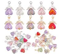 PH PandaHall Ciondoli a Forma di Angelo e Cuore, 32mm Ali Angelo Charms Colorati per Orecchini, Collana, Braccialetto, Portachiavi Fai Da Te