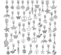 PH PandaHall Ciondoli Pendenti Argento Antico 50pz Perline Distanziatrici Pendenti In Lega Ciondoli A Forma di Stella Fiore Foglia con Ganci di Collegamento per Gioielli Bracciale Collane Fai Da Te