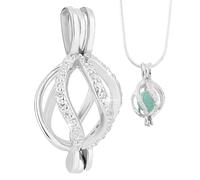 PH PandaHall Ciondolo A Gabbia Ovale in Argento 925, Ciondolo In Platino con Perline Cornice Vuota con Zirconi Cubici Ciondolo con Gabbia Perline Intrecciate per La Creazione di Gioielli con Collane