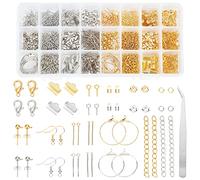 PH PandaHall Circa 1480pcs Kit per gioielli Ganci per orecchini Chiusure aragosta Chiusura per nastro Anelli aperti Estremità de cavo Bead Caps fiori Perno Pinzette per catena di estensione