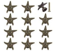 PH PandaHall Confezione da 12 pomelli antichi per cassetti, a forma di stella marina, per armadietti, credenze, mobili, bagno, vanità, cottage, bronzo antico, 2,7 x 2,8 cm