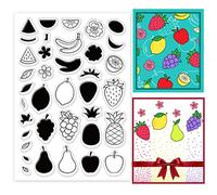 PH PandaHall Decorativo Timbri Chiari Frutta Silicone Timbro Anguria Pera UVA Limone Banana Timbri Plastici Cornice Trasparente Sigillo Timbri per Regalo Foto Album Card Scrapbook Cartolina Decor