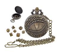 PH PandaHall DND, set di cubi per occhi, porta orologi, 7 pezzi, mini cubi in metallo con catena per orologio da tasca come regalo, dungeons e dragon, accessorio per gioco di ruolo, bronzo anticato