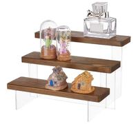 PH PandaHall Espositore in Legno a 3 Piano, Vetrina Rustica Figure Display Riser Vetrina per Figure Decorazioni da Tavola Stand Profumo Cupcake Caramellati Display, Marrone, 16.5x20x13.5cm