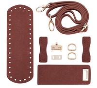 PH PandaHall Fai da Te Borsa in Pelle PU Set per Maglieria, Fondo Borsa in Pelle/Tracolla/Borsa Twist Lock/Copertura con Patta/Fibbie per Borsa, Nero (7 Tipi di Accessori), Marrone