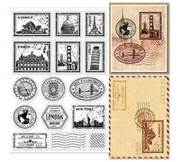 PH PandaHall Francobolli Trasparenti per La Creazione di Biglietti, Timbro Postale In Gomma Trasparente Building Bridge, Da Viaggio, Artigianale In Carta per Fai Da Te