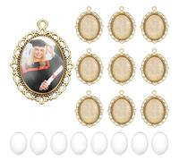PH PandaHall Kit di Vassoi con Ciondolo In Oro Da 60 pezzo, Base per Vassoi Pendenti con Castone Vuoto Ovale Da 30pz, 30pz 25x18mm di Piastrelle A Cupola Cabochon In Vetro per Bouquet Da Sposa