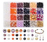 PH PandaHall Kit per la creazione di gioielli di Halloween, perle di vetro da 6/8 mm Perle di amicizia perline di argilla perline di ferro strass distanziatore per gioielli fai da te artigianato