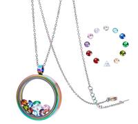 PH PandaHall Kit per Realizzare Collane con Medaglione, Collana Amicizia Ciondolo Portafoto con 24pz Strass per Foto Compleanno 3.6x3cm