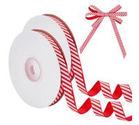 PH PandaHall Nastro A Righe Rosse e Bianche 45.6m, Nastro di Grosgrain Da 10mm, Nastro per Albero di Natale, Nastro Decorativo per Artigianato, per Confezioni Regalo, 2 rotoli