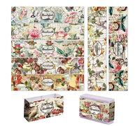 PH PandaHall Nastro Avvolgente per Fiori 90PCS, 9 Stili Vintage High Tea Wrap Paper Tape Verticale Sapone Carta Tag Maniche Copertine per Sapone Fatto A Mano Lozione Bar Confezione,21x5 cm