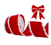 PH PandaHall Nastro di Velluto Rosso 9,1 m Nastro di Pasqua Single Face Nastro di Velluto con Frangia Bianca per Pasqua Matrimonio Arco Confezione Regalo