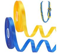 PH PandaHall Nastro in poliestere blu e giallo da 180 m, largo 1,5 cm, nastro di raso per laurea e sensibilizzazione sulla sindrome di Down, per confezioni regalo, fiocchi floreali, lauree