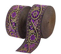 PH PandaHall Nastro Jacquard 7.6 Iarde / 7m Nastro Tessuto Vintage Nastro Floreale Tessuto Frangia per Cucito Indumento Artigianato Decorazioni per La Casa Cinghie per Borse Da Sposa, Blu Viola