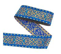 PH PandaHall Nastro Jacquard Vintage 7 m, Nastro Ricamato Floreale Da 5.1cm Nastro Tessuto Boho per Decorazioni di Abbellimento di Borse, Blu