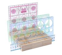 PH PandaHall Organizer per righello per trapuntatura, 16 scomparti, in legno di pino, 15 cm, quadrato, per cucito, accessori per casa, ufficio, officina