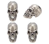 PH PandaHall Perline A Forma di Teschio per Cordino Coltello 4 pz Perline Distanziatrici A Teschio Vintage Retrò Perlina In Ottone Stile Punk con Foro Grandi 5.5mm per Portachiavi Uomo, Argento Antico