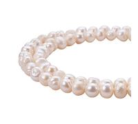 PH PandaHall Perline Di Perla d'acqua Dolce Grado A, Cipolla,Bianco, 6~7mm, Foro: 0.8mm; 14.1"