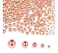 PH PandaHall - Perline distanziali in oro rosa 14 k, 300 perline rotonde piccole perle senza giunte durevoli per bracciale collana gioielli (2 mm, 3 mm, 4 mm, 5 mm, 6 mm)
