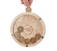PH PandaHall Portamonete per esposizione Scatola di monete personalizzata in legno da 15 cm per raccogliere monete da appendere alla parete Porta monete per gli amanti dei viaggi Regalo collezionista